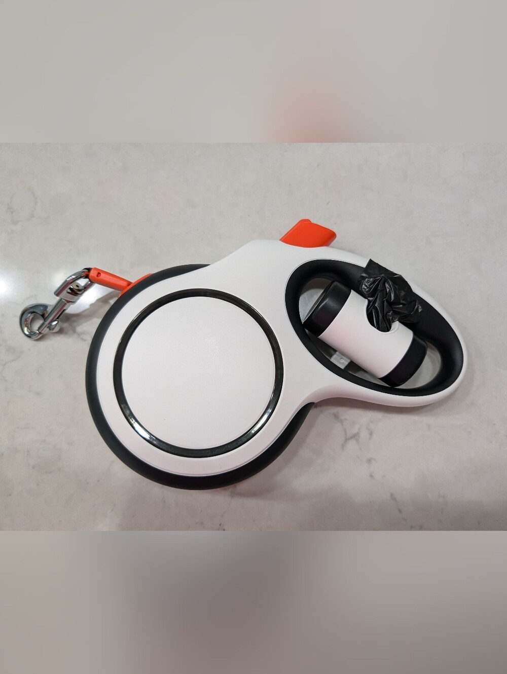 White and Black Dog Leash-retractable